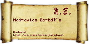 Modrovics Borbás névjegykártya